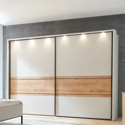 Schwebetürenschrank in Eiche Bianco & Beige - Kezmina