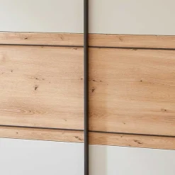 Schwebetürenschrank in Eiche Bianco & Beige - Kezmina