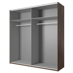 Schwebetürenschrank in Eiche Dunkel & Schwarz - Prabhaa