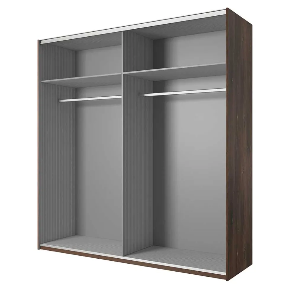 Schwebetürenschrank in Eiche Dunkel & Schwarz - Prabhaa