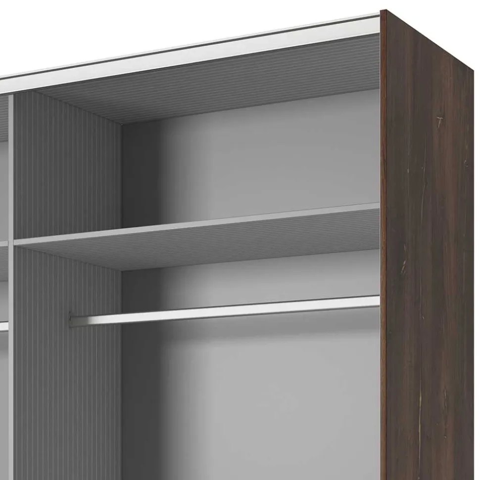 Schwebetürenschrank in Eiche Dunkel & Schwarz - Prabhaa