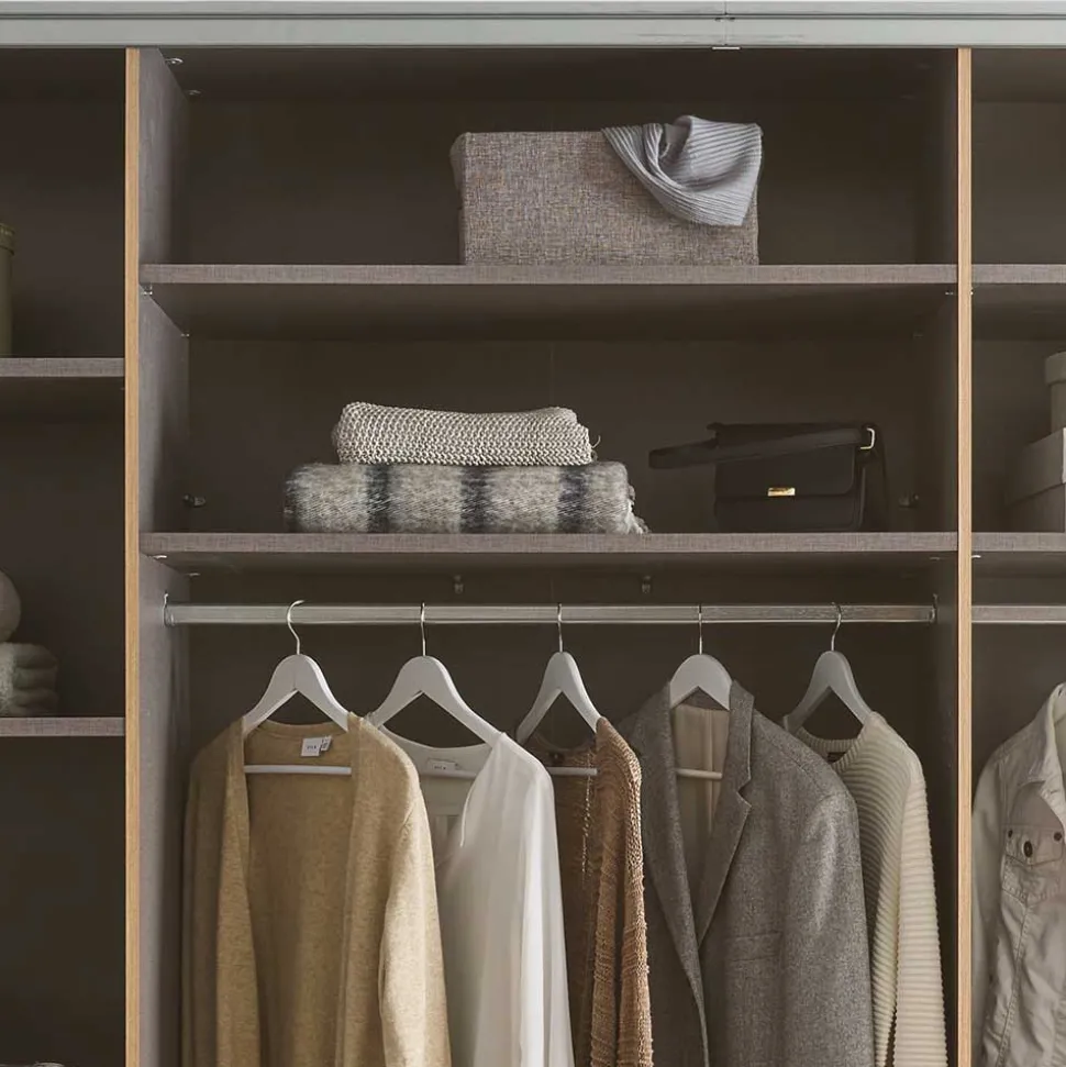 Schwebetürenschrank in Grau und Wildeiche Hell - Simple