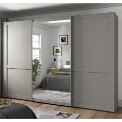 Schwebetürenschrank in Hellgrau - Ridonna
