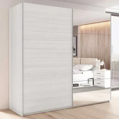 Schwebetürenschrank in Weiß Esche Dekor - Pruducia