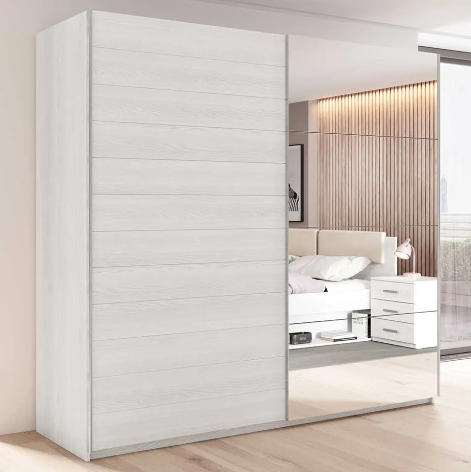 Schwebetürenschrank in Weiß Esche Dekor - Pruducia