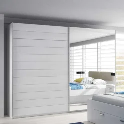 Schwebetürenschrank in Weiß Esche Dekor - Pruducia