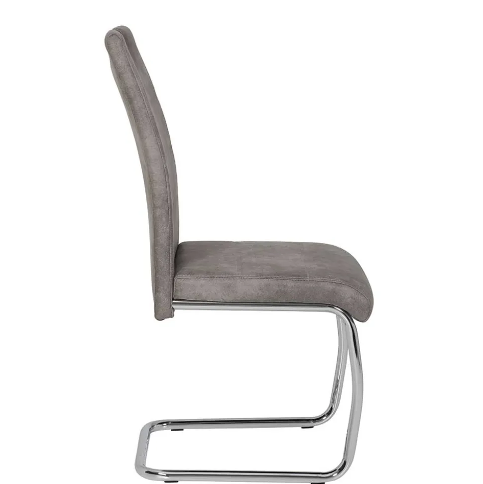 Schwingstuhl aus Microfaser Grau - Kirana (Set)