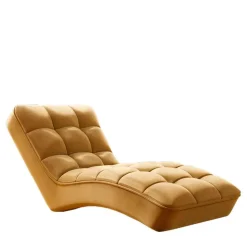 Schwungvolle Relaxliege in Senfgelb Velours - Hairosco