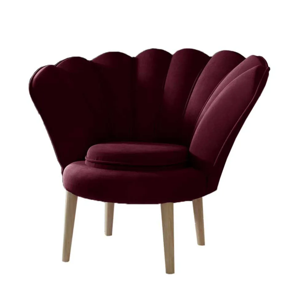 Sessel im Muscheldesign in Bordeaux Rot - Catuella