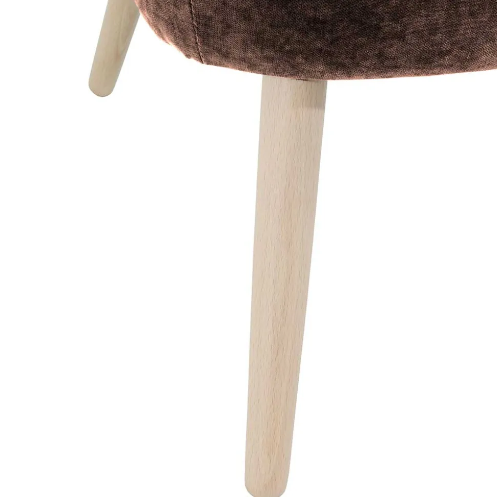 Sessel in Braun Velours und Buche - Cremana