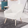 Sessel in Creme Velours-Stoff - Emia