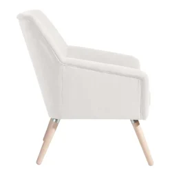 Sessel in Creme Velours-Stoff - Emia