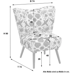 Sessel in Weiß Blau mit Blumen und Vögeln - Intiatos