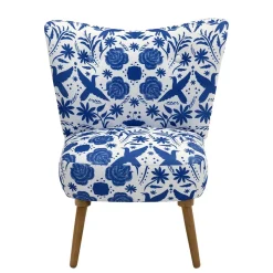Sessel in Weiß Blau mit Blumen und Vögeln - Intiatos