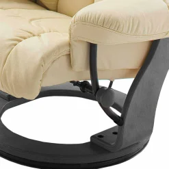 Sessel mit Relaxfunktion Leder in Creme Jet inkl. Fußhocker (zweiteilig)