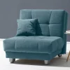 Sessel mit Schlaffunktion in Petrol & Alu - Samuele