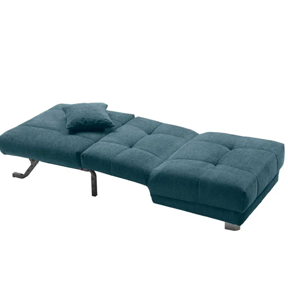 Sessel mit Schlaffunktion in Petrol & Alu - Samuele