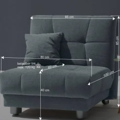 Sessel mit Schlaffunktion in Petrol & Alu - Samuele