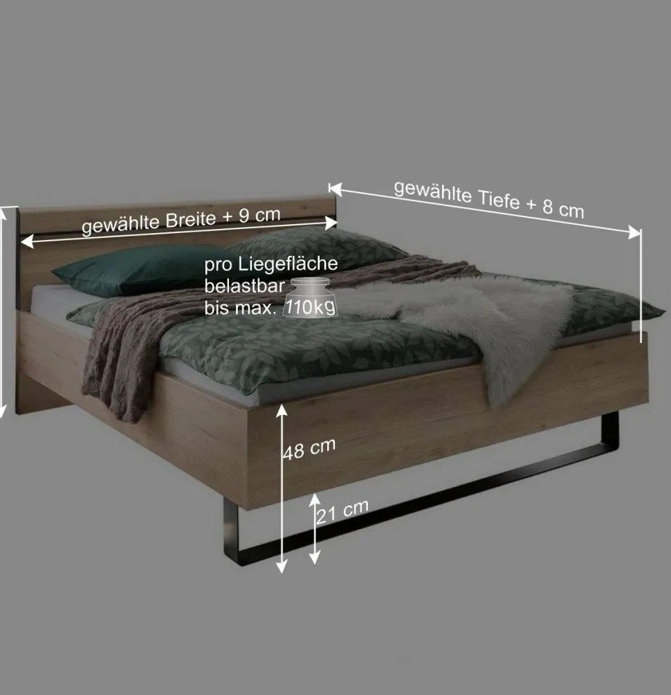 Set Bettanlage mit LED Beleuchtung - Licruva (dreiteilig)