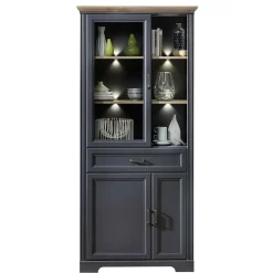 Set TV Lowboard & Vitrine in Grau - Thumbs (zweiteilig)