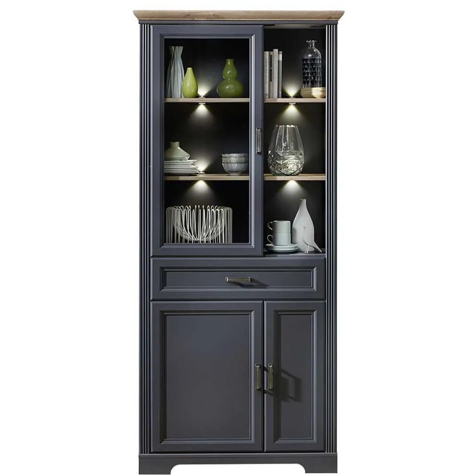 Set TV Lowboard & Vitrine in Grau - Thumbs (zweiteilig)