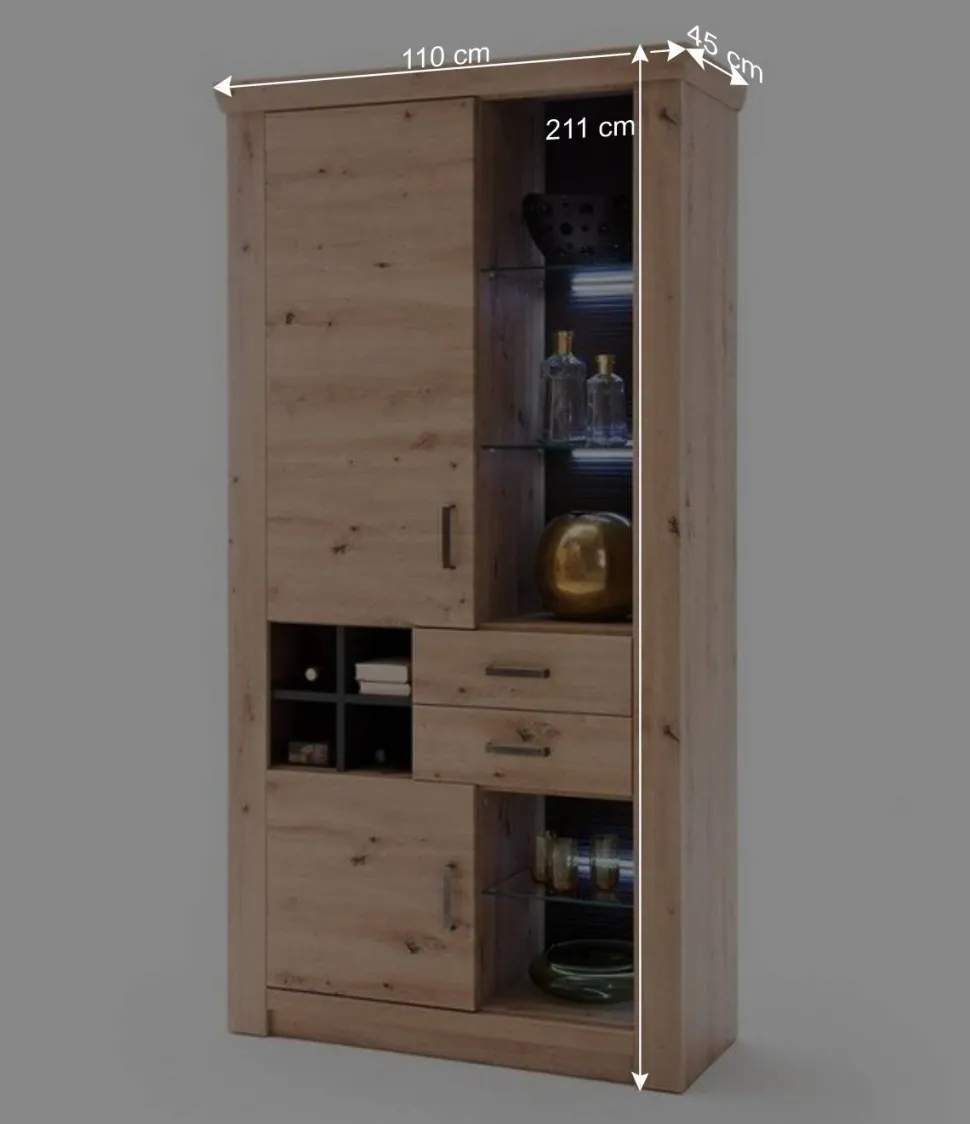 Set Wohnmöbel in Dekor Eiche - Wykina (vierteilig)