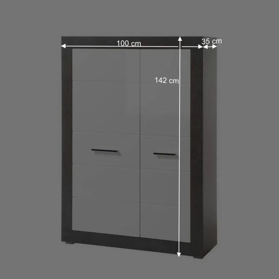 Set Wohnzimmer Anbauwand zweifarbig - Istensa (vierteilig)