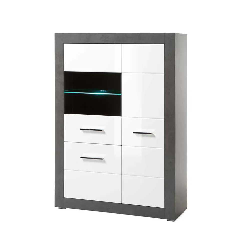 Set Wohnzimmer Anbauwand zweifarbig - Istensa (vierteilig)