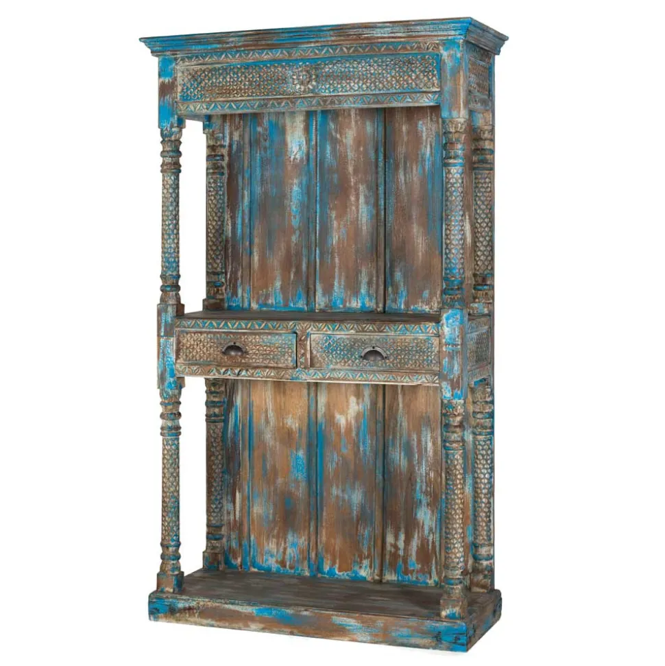 Shabby Chic Regal in unregelmäßgem Blau lackiert - Emrene
