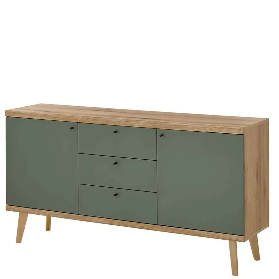 Sideboard in Graugrün & Wildeiche - Oliva