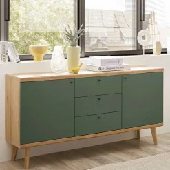 Sideboard in Graugrün & Wildeiche - Oliva