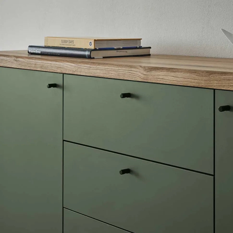 Sideboard in Graugrün & Wildeiche - Oliva