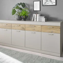 Sideboard in Hellgrau & Zinneiche Dekor - Lioscas
