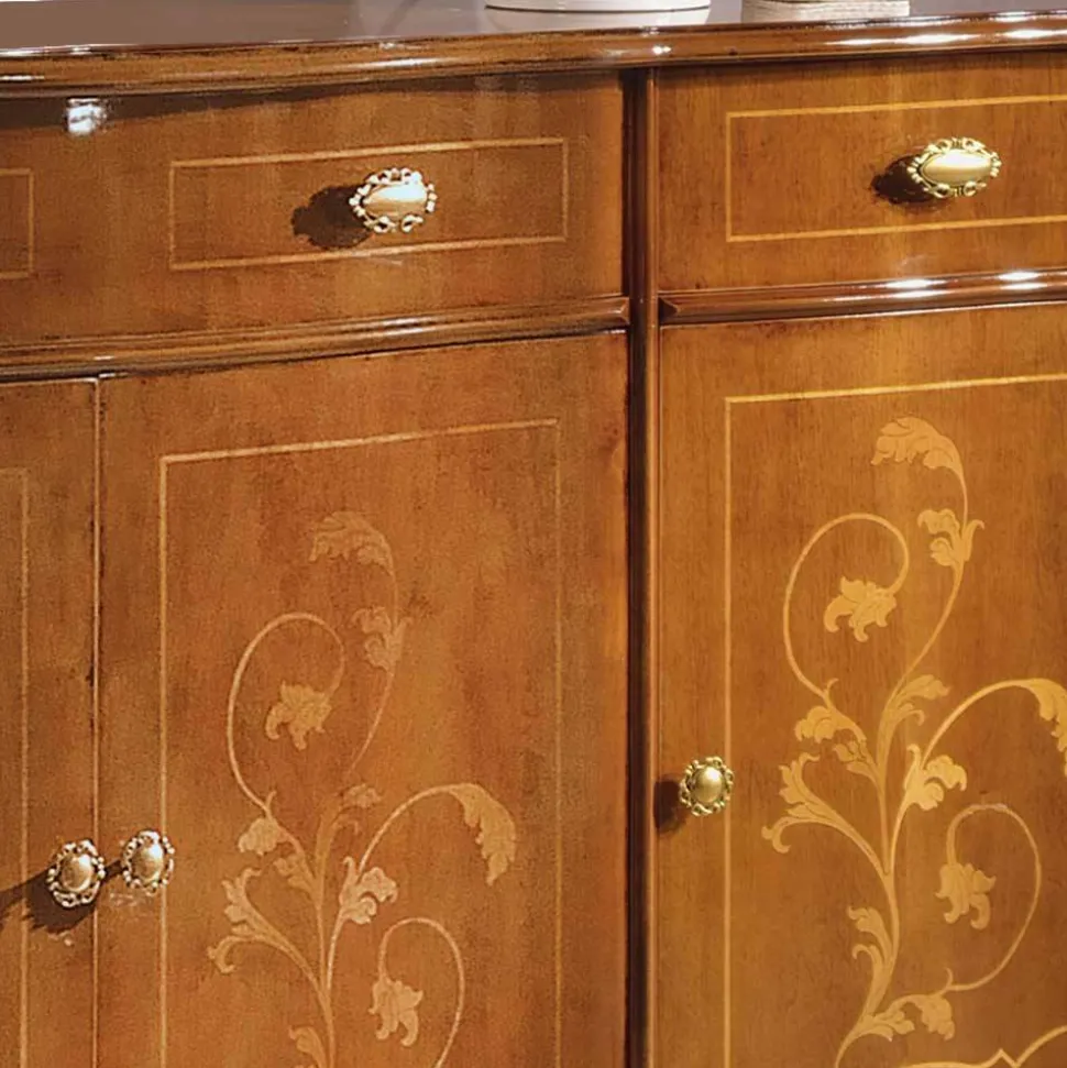 Sideboard in Nussbaum mit Ranken Dekor - Carlenna