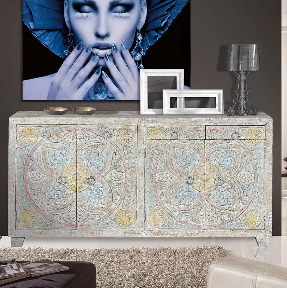 Sideboard in White Wash und Pastellfarben - Cranita