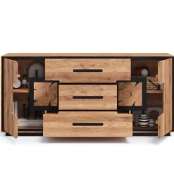 Sideboard in Wildeiche mit Schwarz - Shipper
