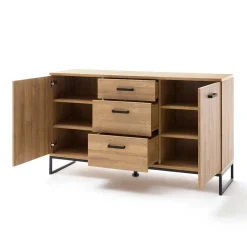 Sideboard mit schwarzem Bügelgestell offen - Truvisas