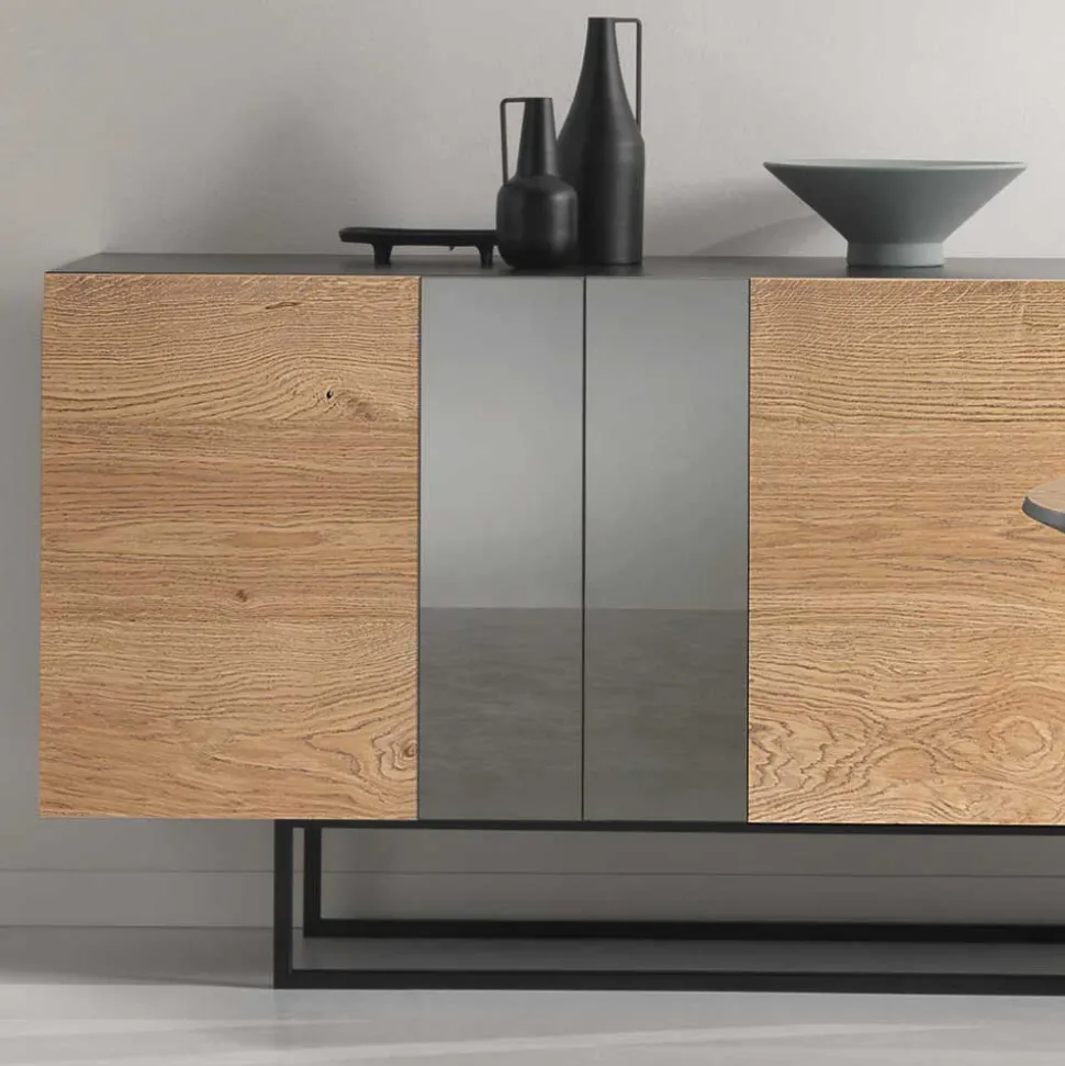 Sideboard mit Spiegeleinsätzen in Rauchgrau - Sisabel