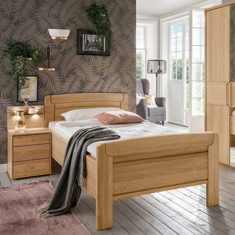 Singlebett & Nachtkommode Kombi Set - Emdsiva (zweiteilig)
