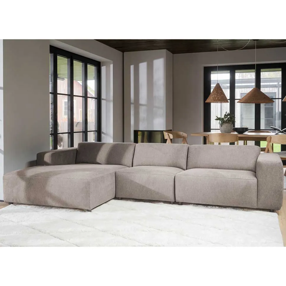 4-Sitzer Eckcouch in Beige Stoff - Adamantia
