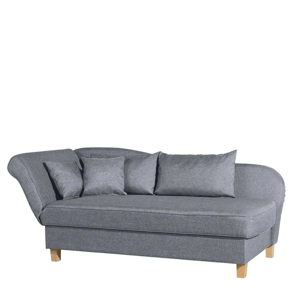 3-Sitzer Recamiere in Jeansblau mit Buche - Foresta