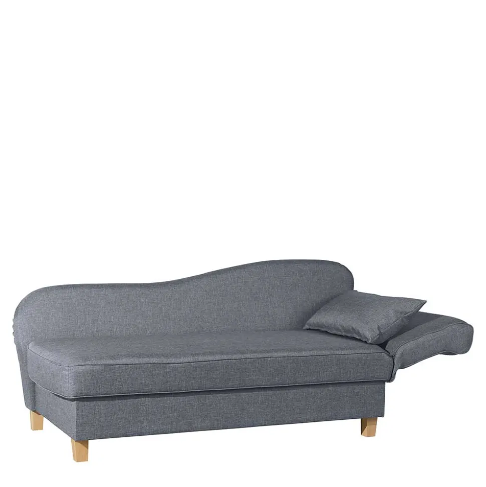 3-Sitzer Recamiere in Jeansblau mit Buche - Foresta