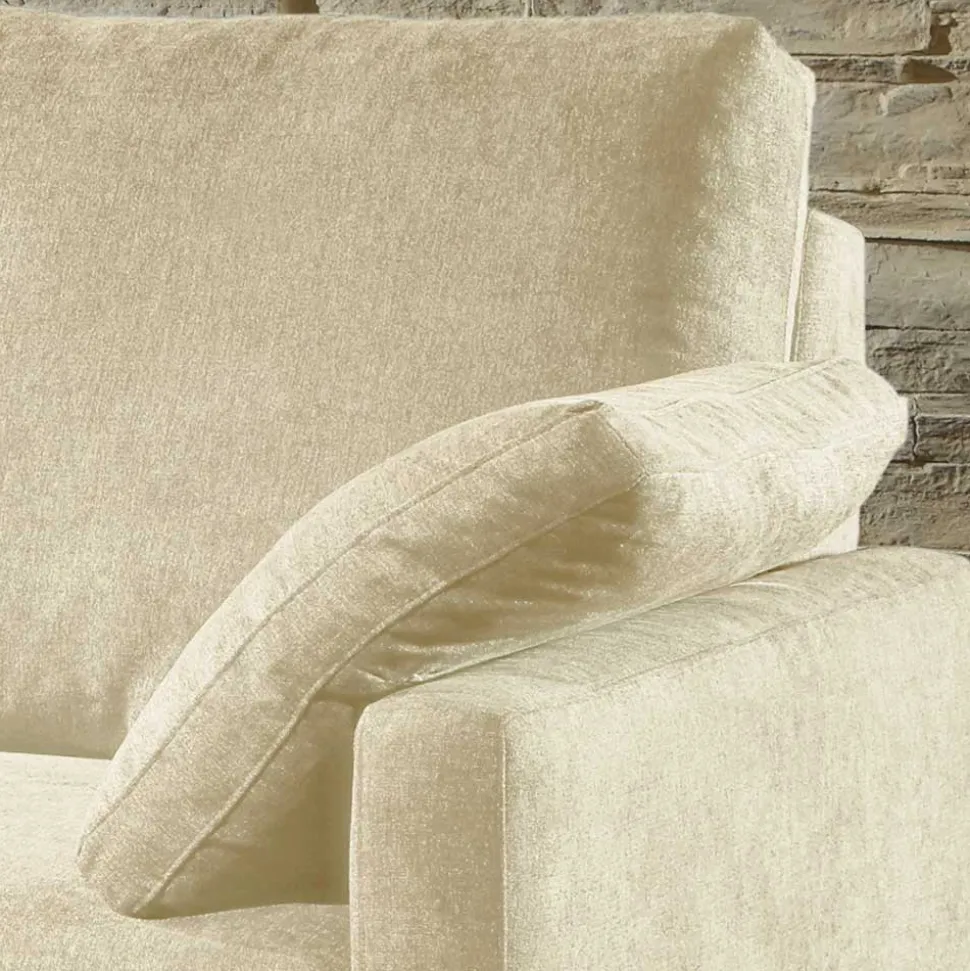 2-Sitzer Wohnzimmercouch in Creme - ausklappbar - Elsaro