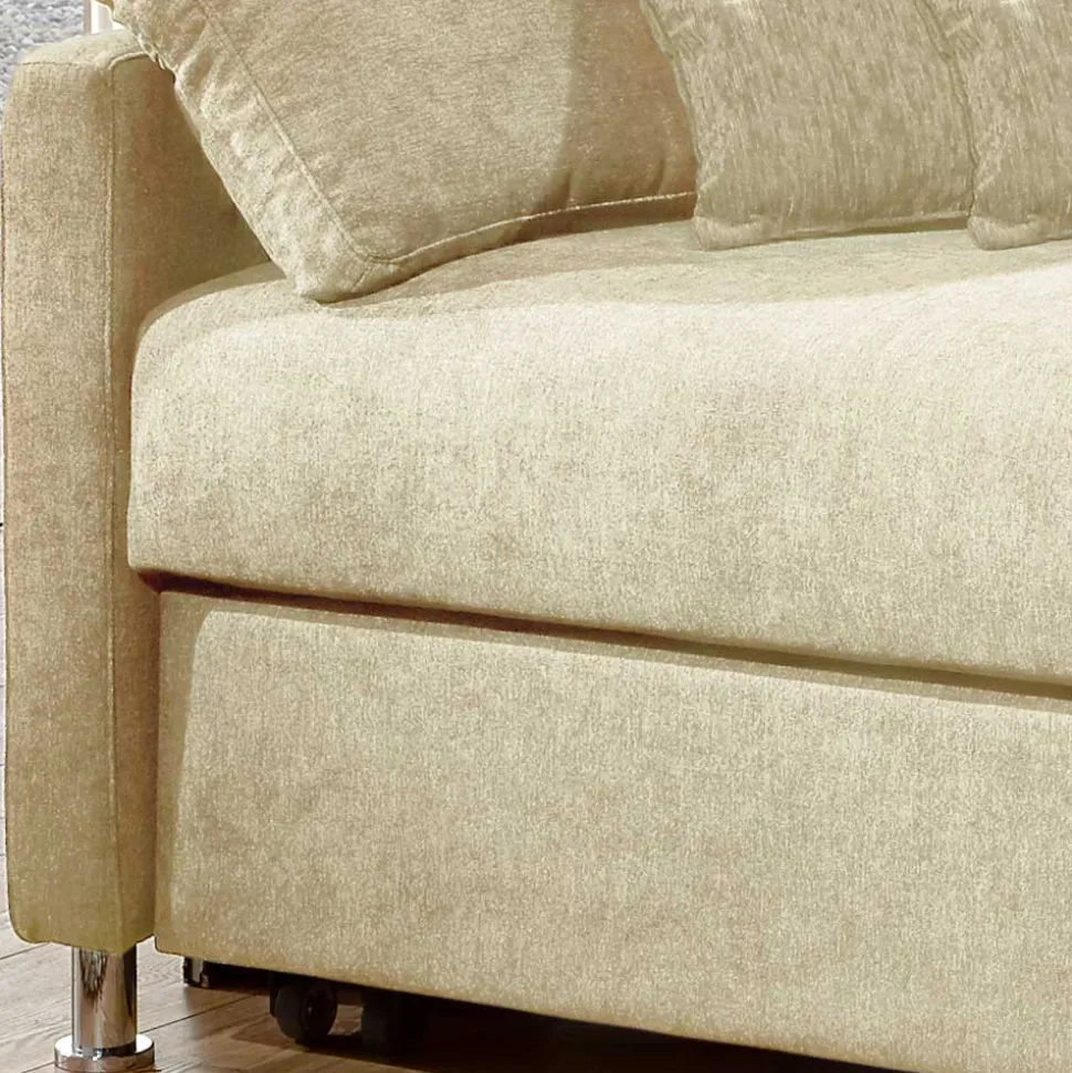 2-Sitzer Wohnzimmercouch in Creme - ausklappbar - Elsaro