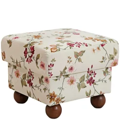 Sitzhocker in Weiß mit Blumen Muster - Diazaja
