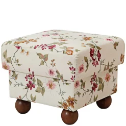 Sitzhocker in Weiß mit Blumen Muster - Diazaja