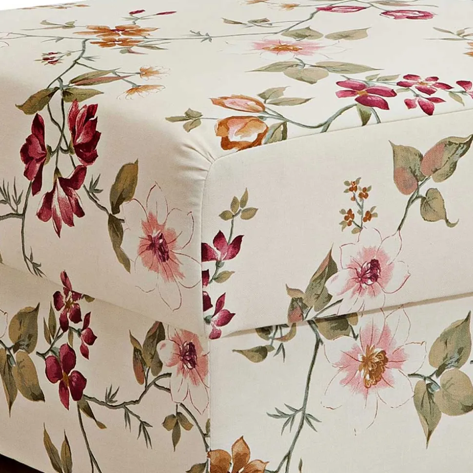 Sitzhocker in Weiß mit Blumen Muster - Diazaja