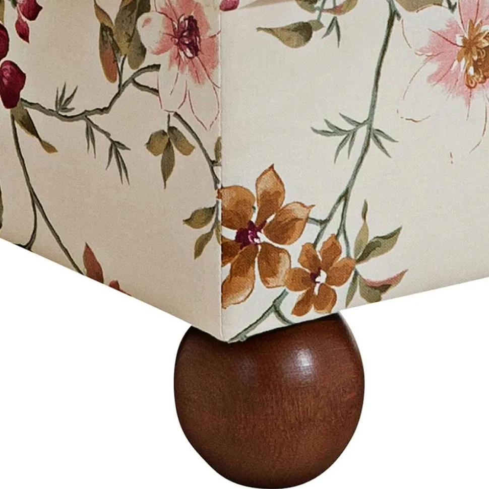 Sitzhocker in Weiß mit Blumen Muster - Diazaja