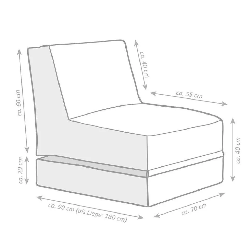 Sitzsack Sessel ausklappbar in Beige - Zynla