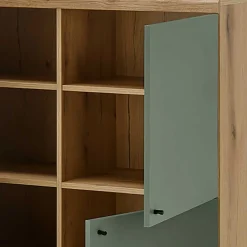 Skandi Anbauwand-Möbel in Graugrün - Oliva (vierteilig)